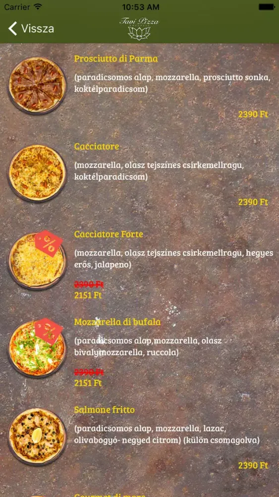 Zrzuty ekranu Tavi Pizza