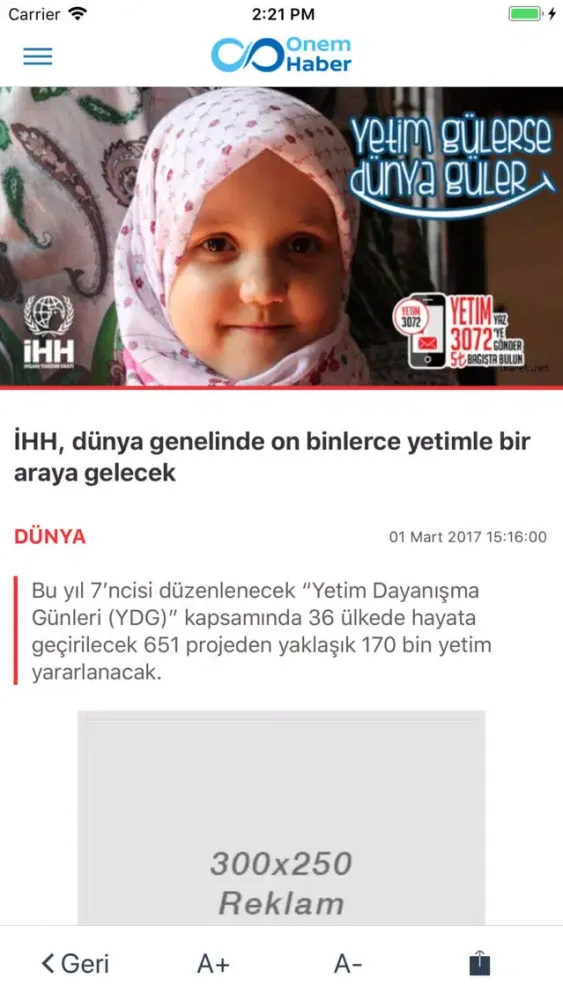 Onem Haber سکرین شاٹس