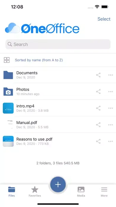 ภาพหน้าจอของ OneOffice Drive