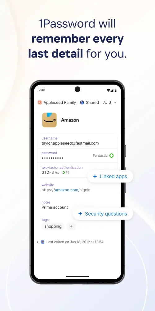 Capturas de pantalla de 1Password
