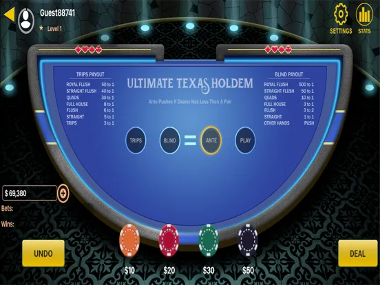 Ultimate texas holdem Poker iPad  स्क्रीनशॉट