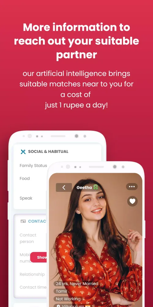 Capturas de tela do 1 Rupee Matrimony -Matchmaking