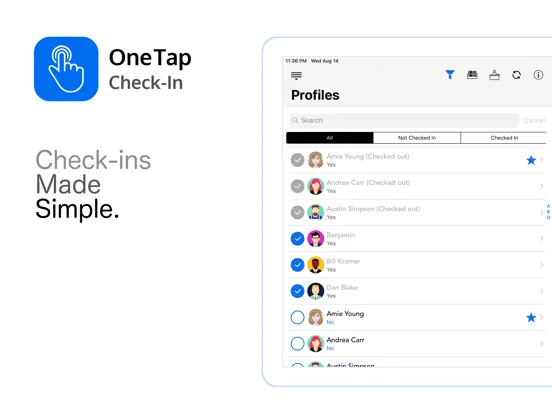 Tangkapan layar OneTap Check-In iPad 