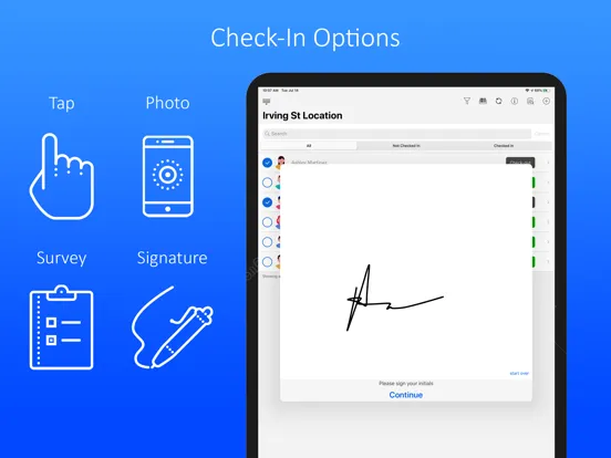 Tangkapan layar OneTap Check-In iPad 