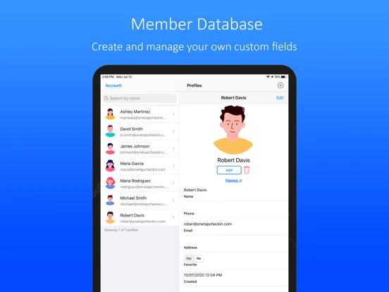 Tangkapan layar OneTap Check-In iPad 