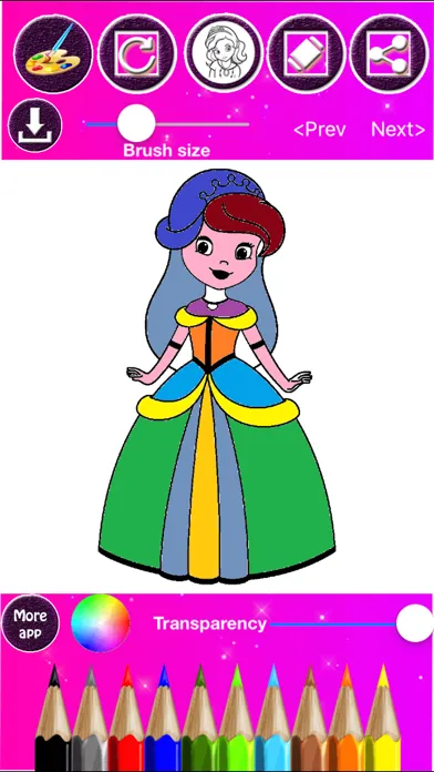 Zrzuty ekranu Princess Coloring Drawing Book