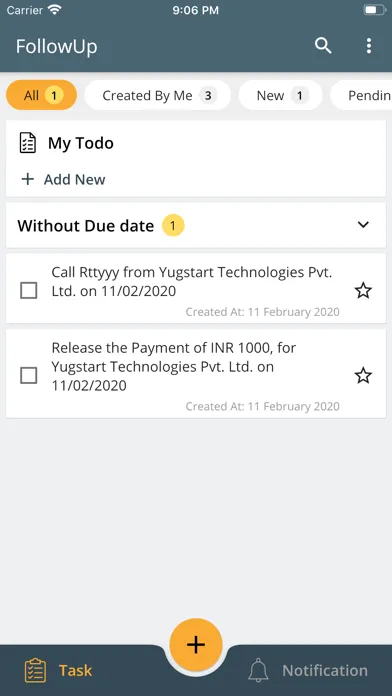 FollowUp Task Management Screenshots
