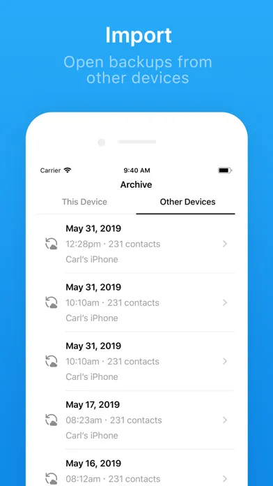 Contacts Backup + Transfer سکرین شاٹس