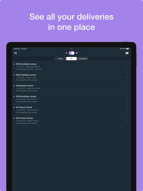 Onfleet Driver iPad  Ekran Görüntüleri