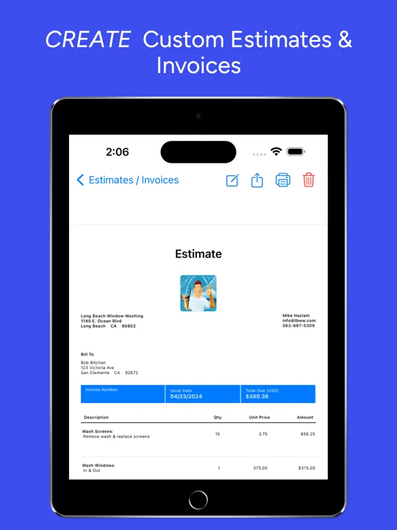 Window Cleaning Estimator iPad  스크린샷