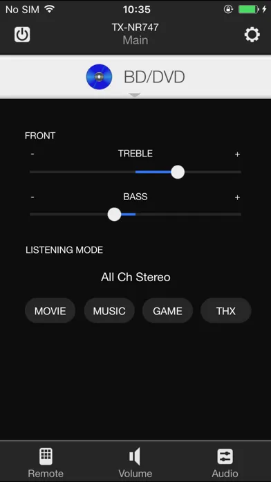 Capturas de tela do Onkyo Remote 3