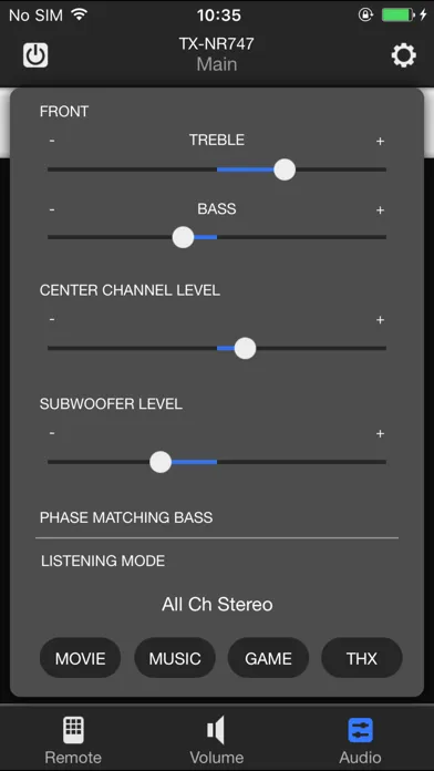 Capturas de tela do Onkyo Remote 3