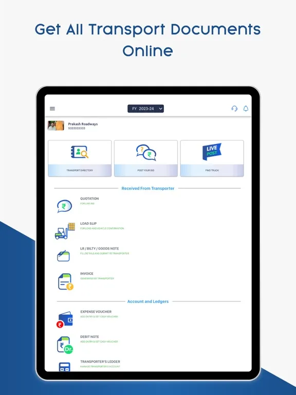 OnlineLR Consignor App iPad  Screenshots