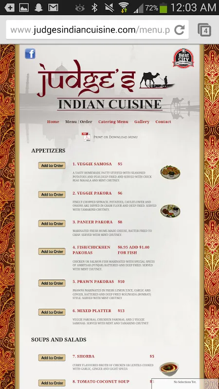 Judge's Indian Cuisine Screenshots