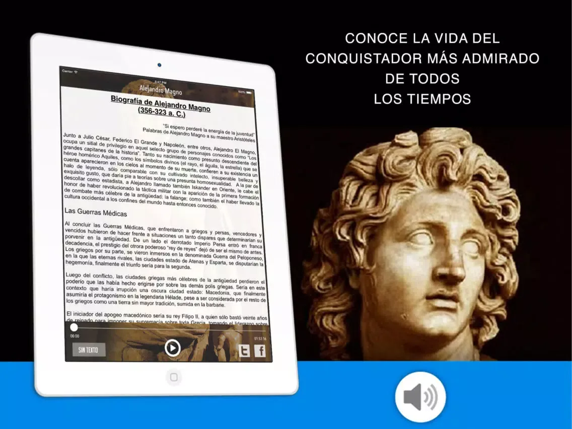 ภาพหน้าจอของ Audiolibro: Alejandro Magno iPad 