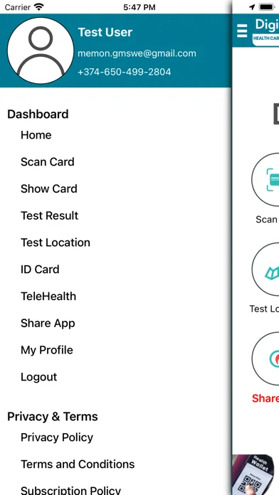Zrzuty ekranu DigiHealthCard