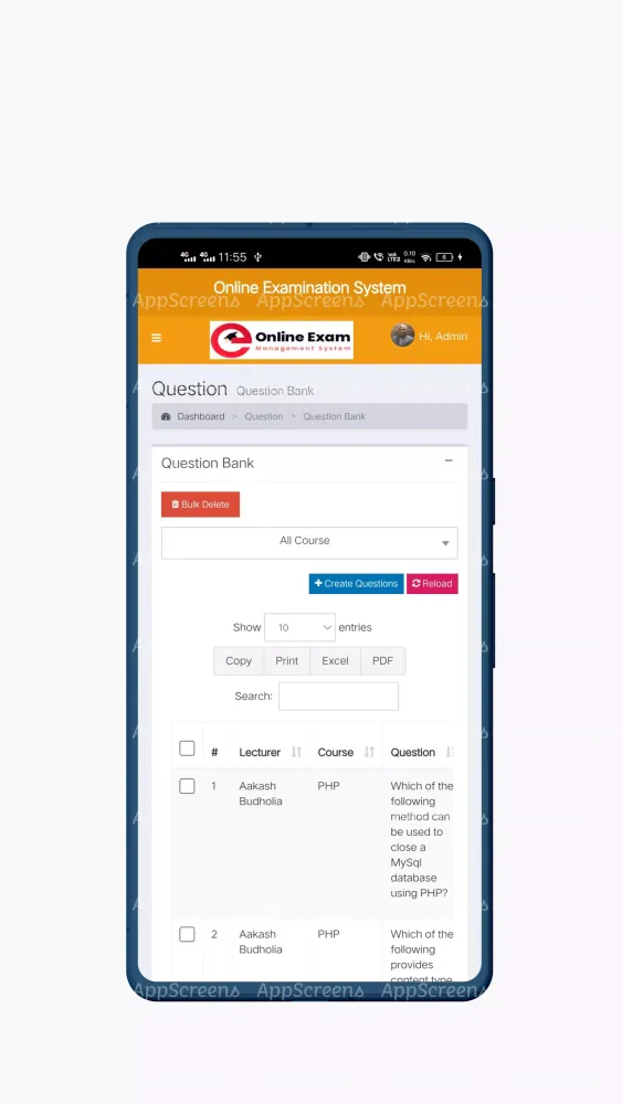 Online Examination Software Screenshots