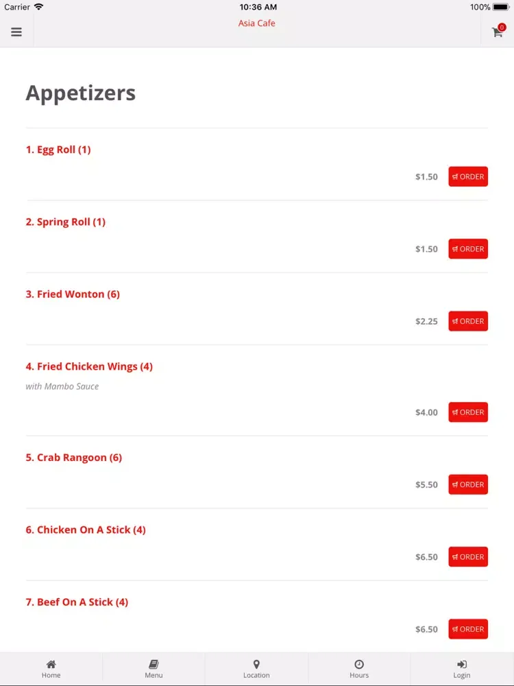 Zrzuty ekranu Asia Cafe App Ordering iPad 