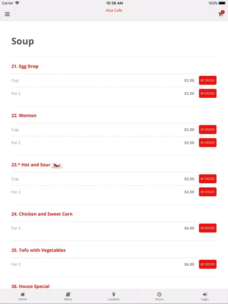 Zrzuty ekranu Asia Cafe App Ordering iPad 