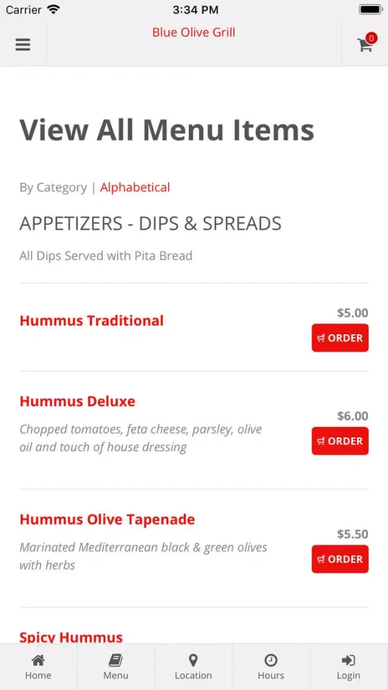 Captures d'écran de Blue Olive Grill App Orders