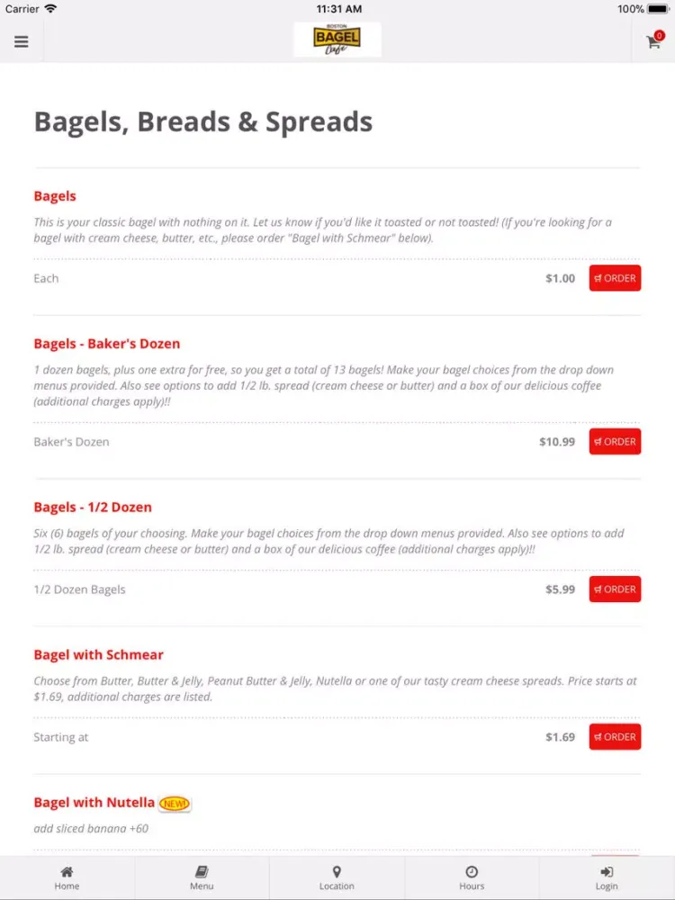Boston Bagel Cafe iPad 应用截图
