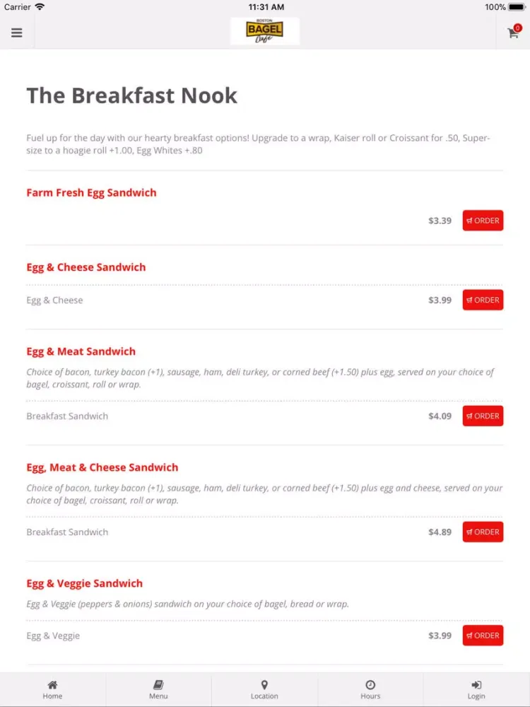 Boston Bagel Cafe iPad 应用截图