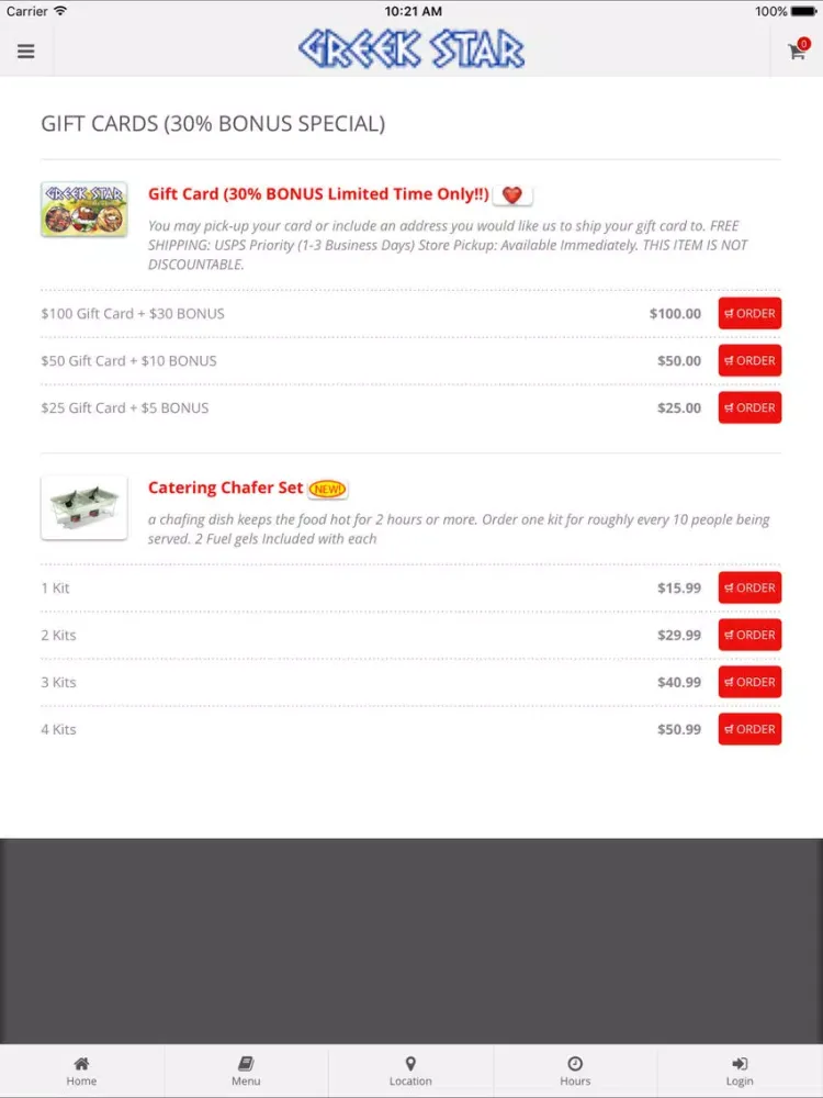 Ảnh chụp màn hình của Greek Star Bar & Grill iPad 