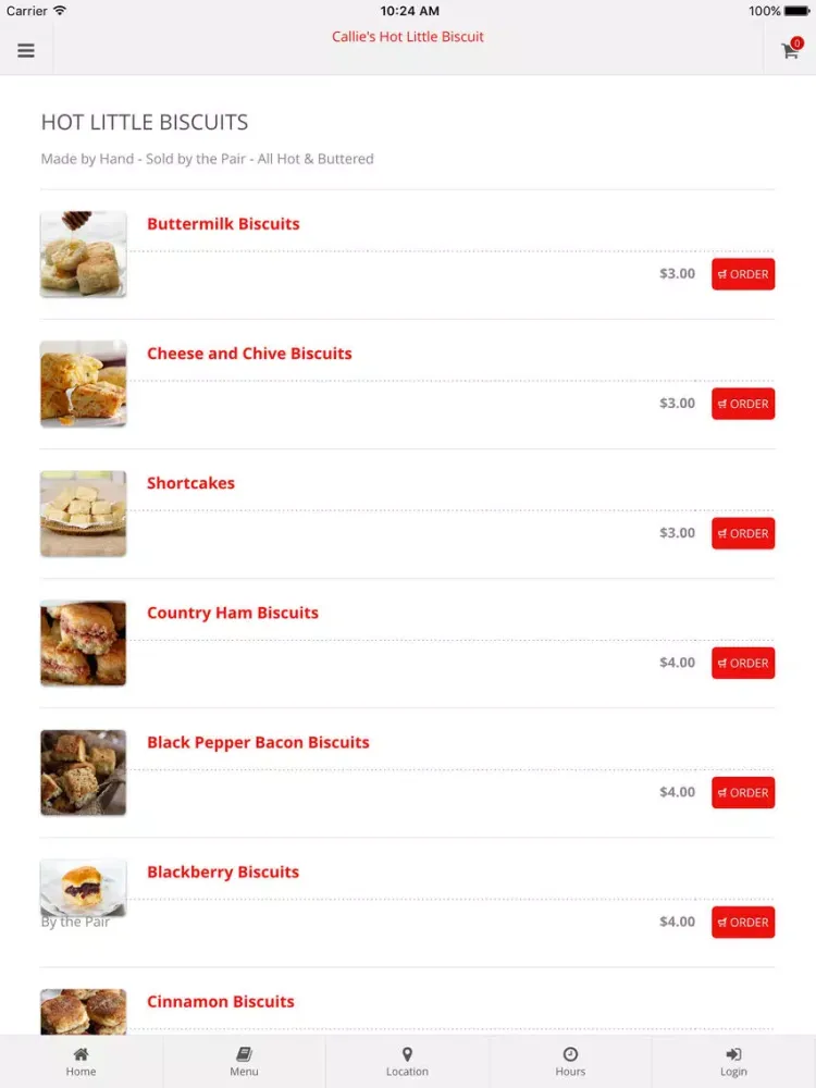 Callie's Hot Little Biscuit Online Ordering iPad  Ekran Görüntüleri