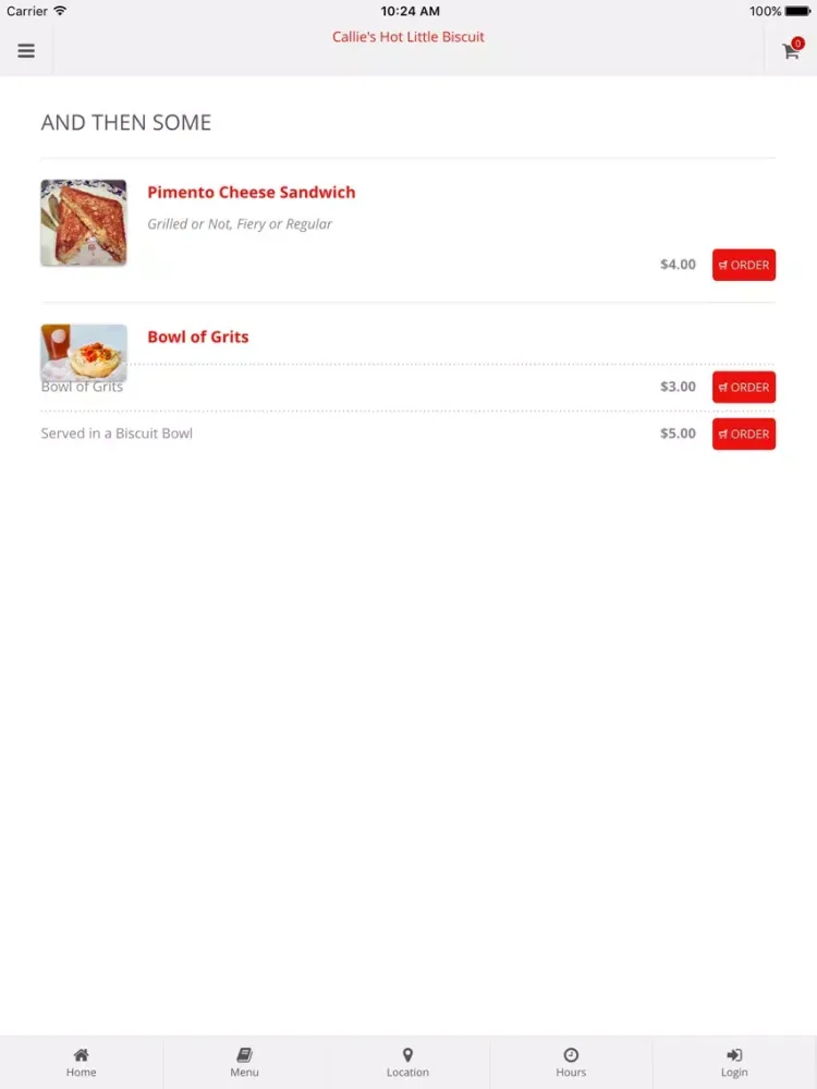 Callie's Hot Little Biscuit Online Ordering iPad  Ekran Görüntüleri