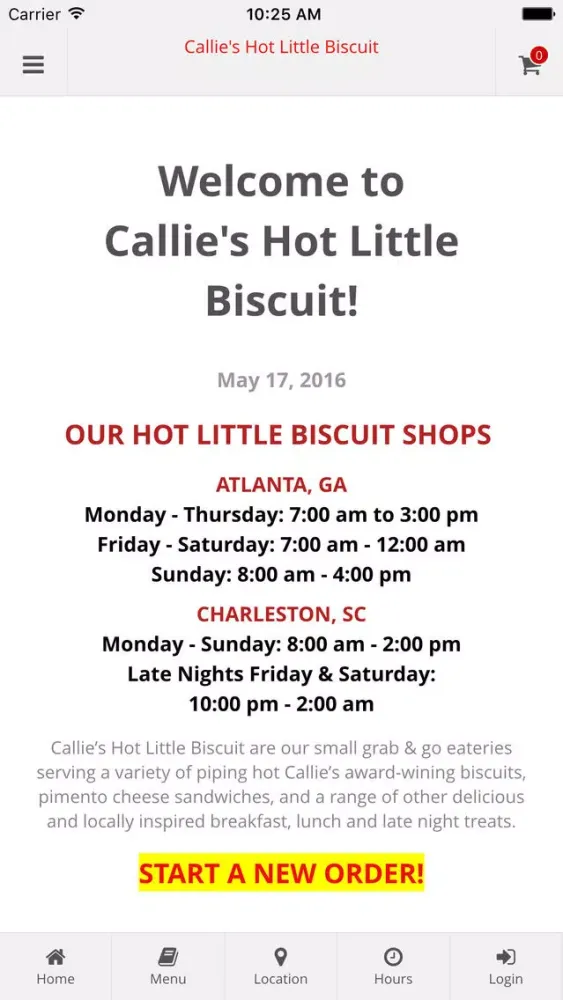 Callie's Hot Little Biscuit Online Ordering Ekran Görüntüleri