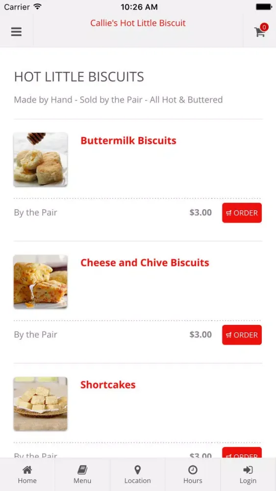 Callie's Hot Little Biscuit Online Ordering Ekran Görüntüleri