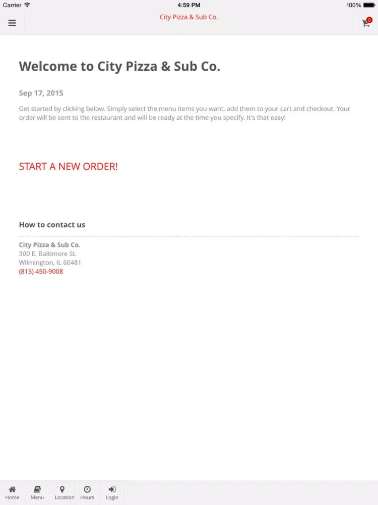 City Pizza & Sub Co. Online Ordering iPad  Screenshots