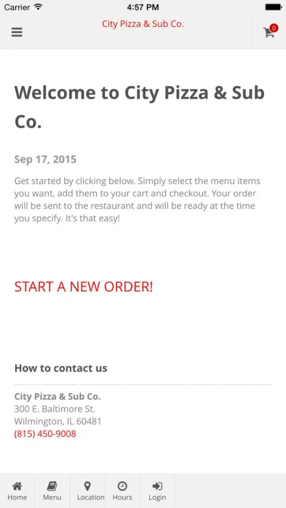City Pizza & Sub Co. Online Ordering Screenshots