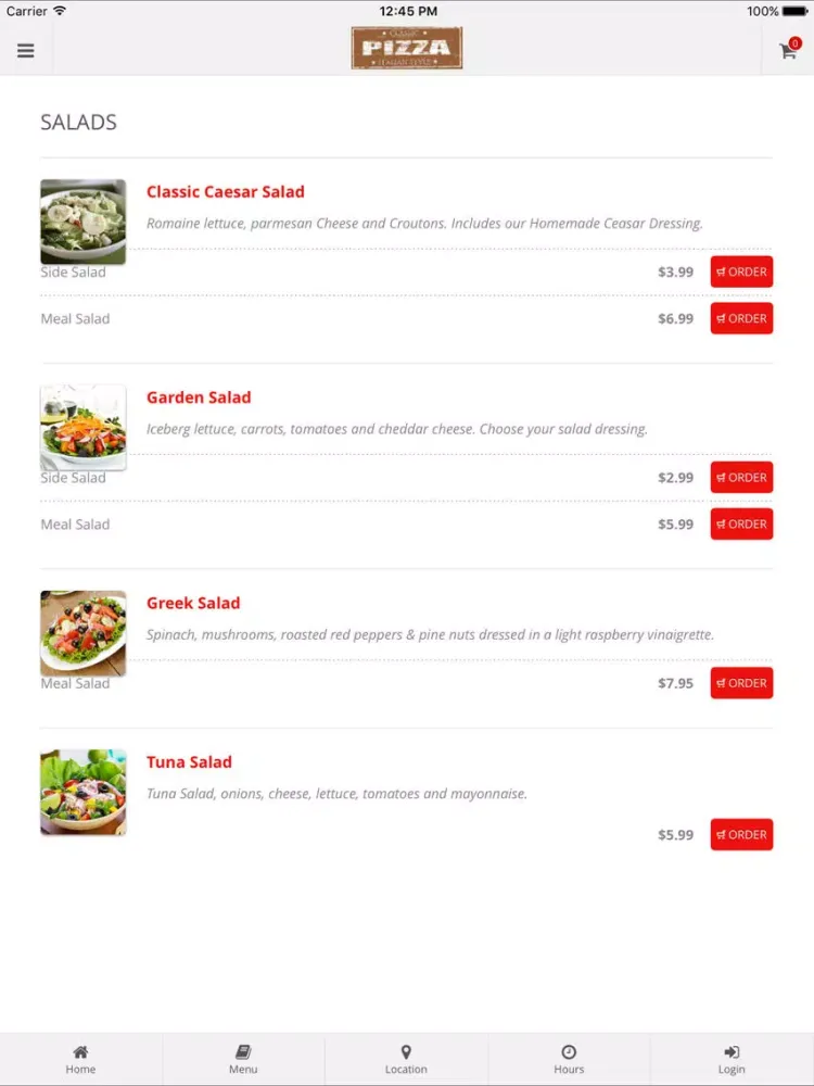 Captures d'écran de Classic Pizza Online Ordering iPad 