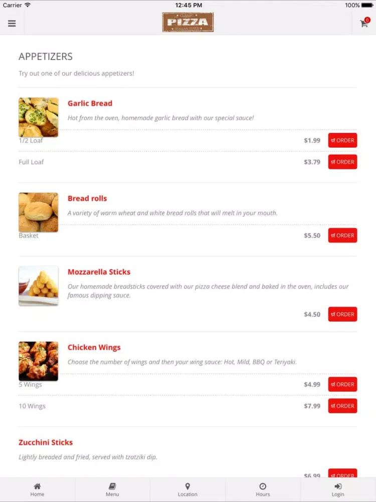 Captures d'écran de Classic Pizza Online Ordering iPad 