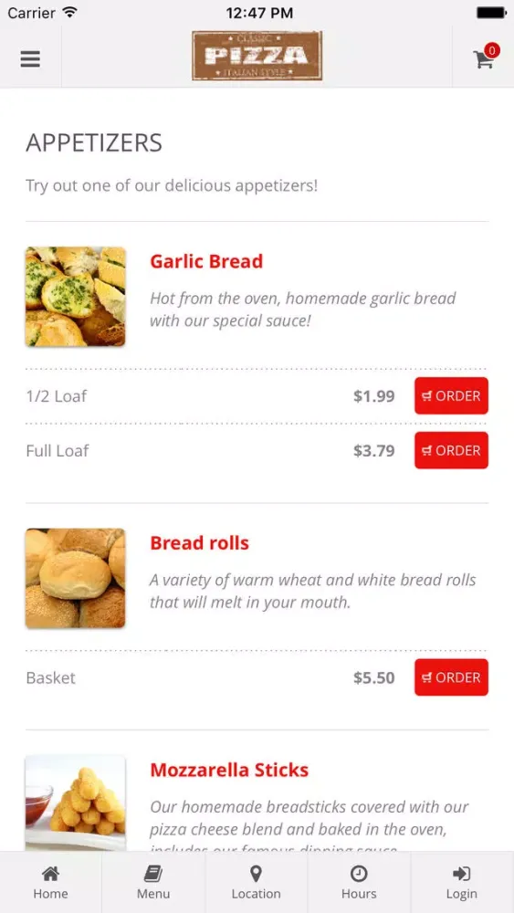Captures d'écran de Classic Pizza Online Ordering