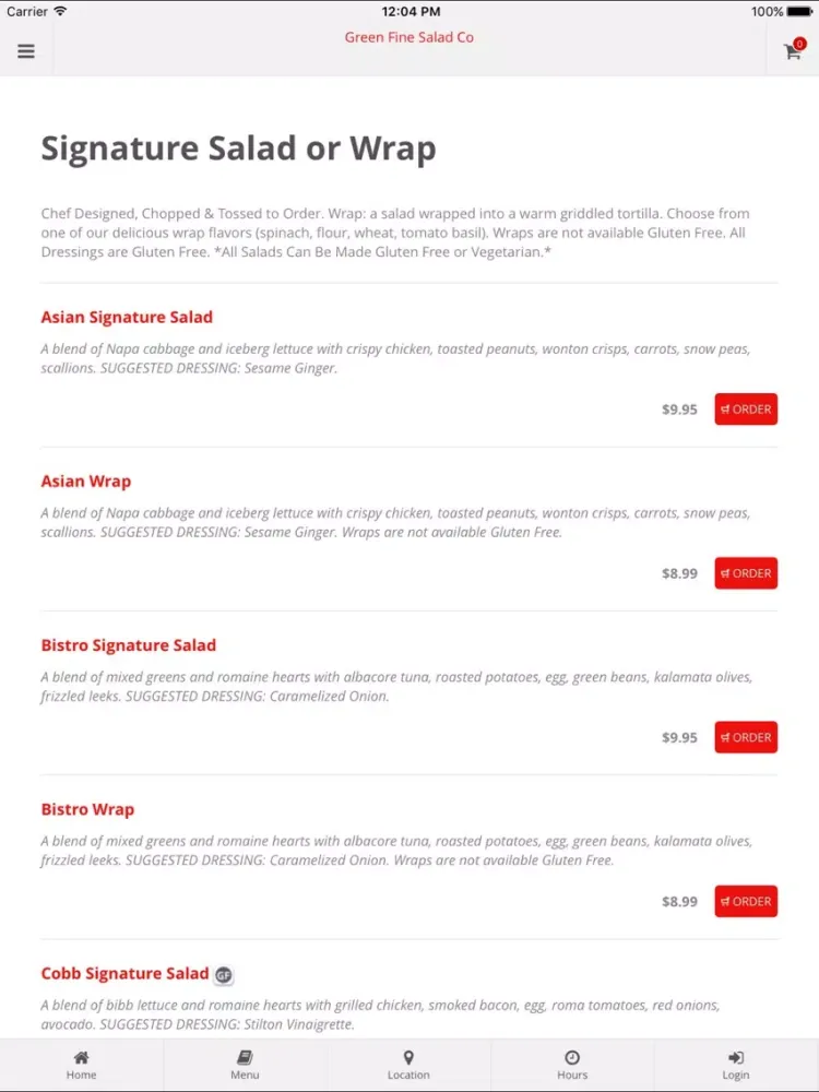 Green Fine Salad App Ordering iPad  Ekran Görüntüleri