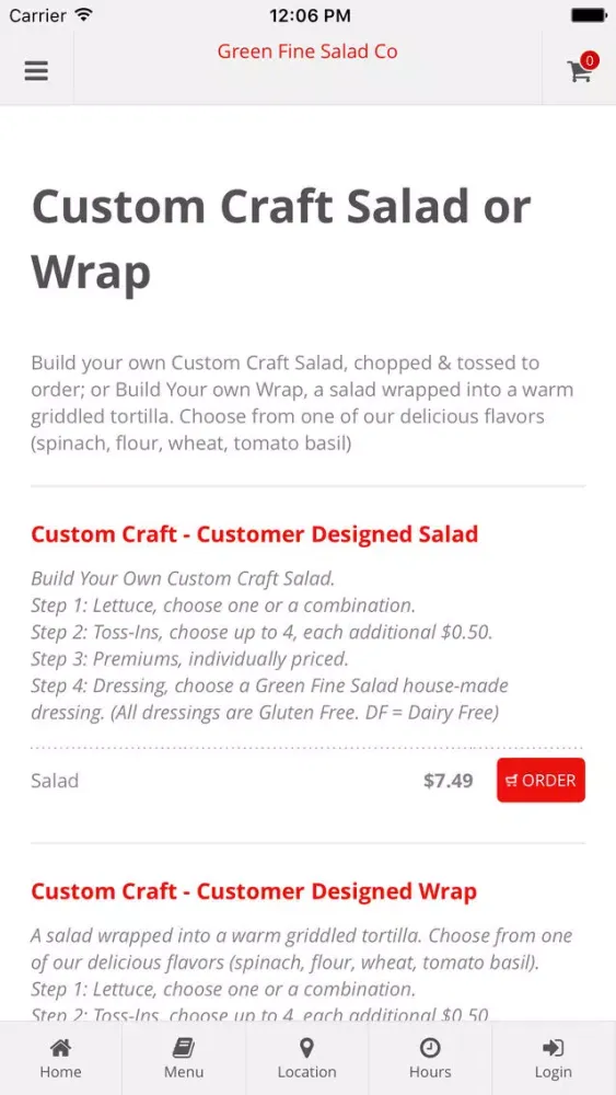 Green Fine Salad App Ordering Ekran Görüntüleri