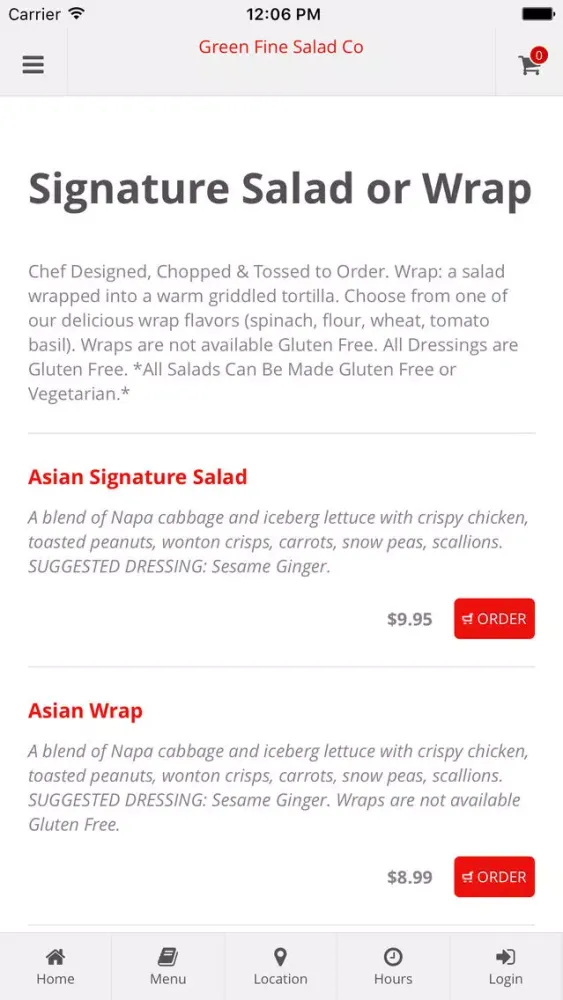 Green Fine Salad App Ordering Ekran Görüntüleri