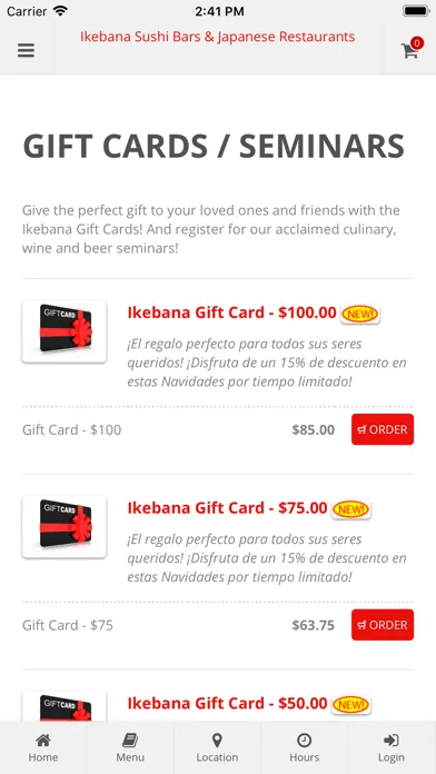 Ikebana Sushi Online Ordering Ekran Görüntüleri