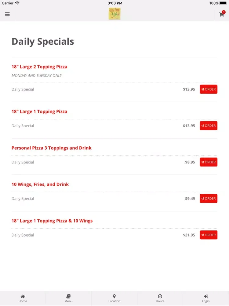 Capturas de pantalla de Italian Pie pizza and wings iPad 
