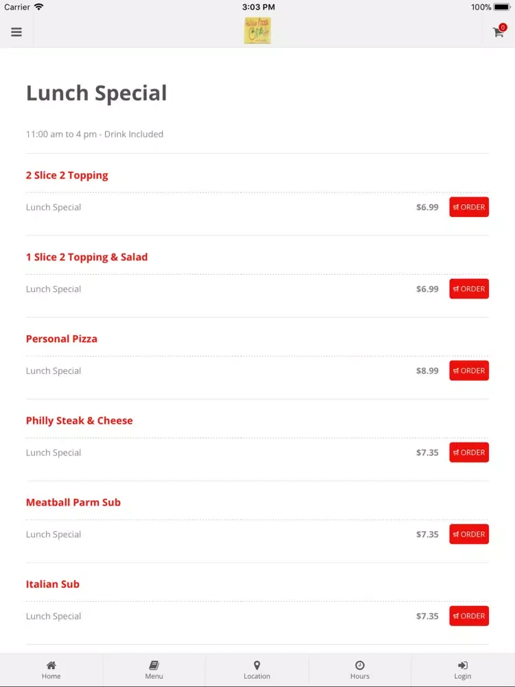 Capturas de pantalla de Italian Pie pizza and wings iPad 