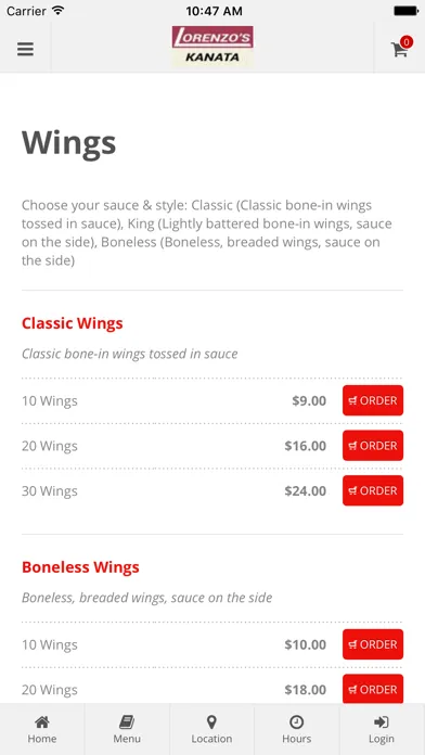 Tangkapan skrin Lorenzo's Kanata Pizzeria Online Ordering