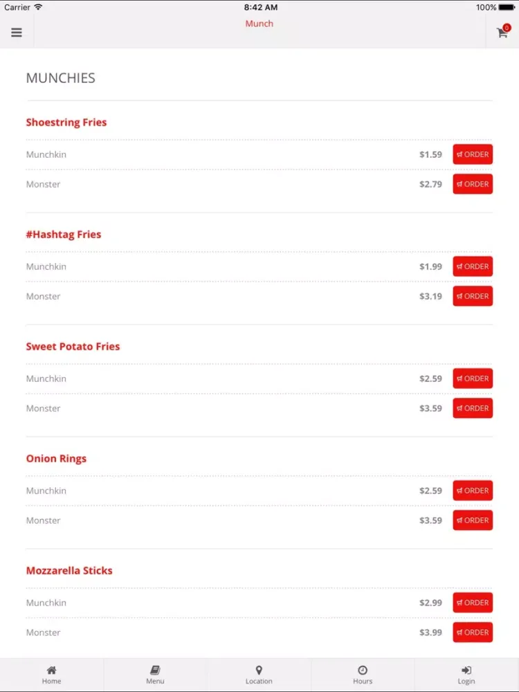 ภาพหน้าจอของ Munch Online Ordering iPad 