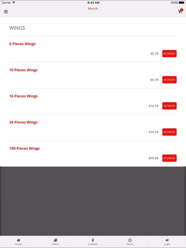 ภาพหน้าจอของ Munch Online Ordering iPad 