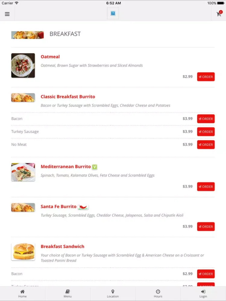 Nature's Table Bardmoor Online Ordering iPad  Screenshots