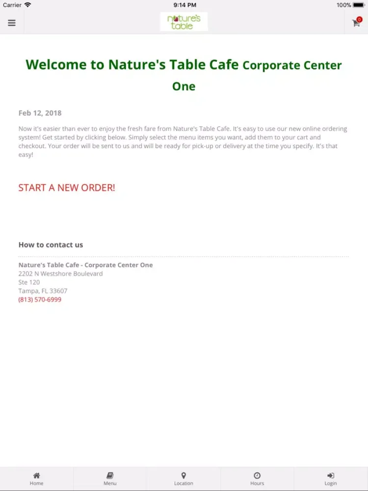 Nature's Table Corp Center One iPad  스크린샷