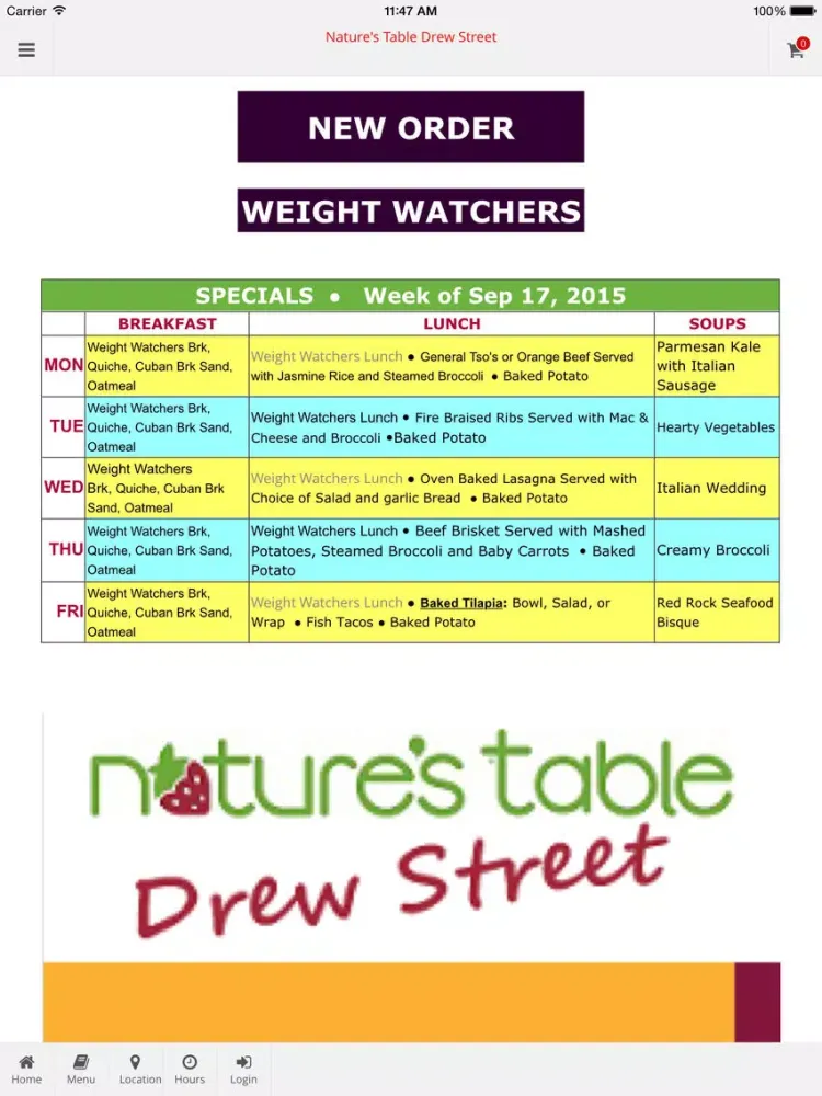 تصاویر Nature's Table Drew Street Online Ordering iPad 
