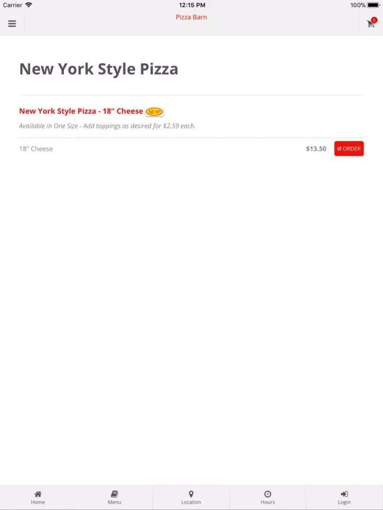 Pizza Barn Elkland iPad 应用截图