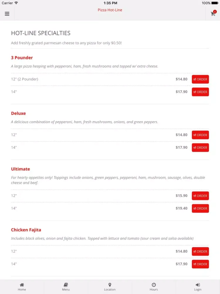 Pizza Hot-Line Online Ordering iPad  স্ক্রিনশট